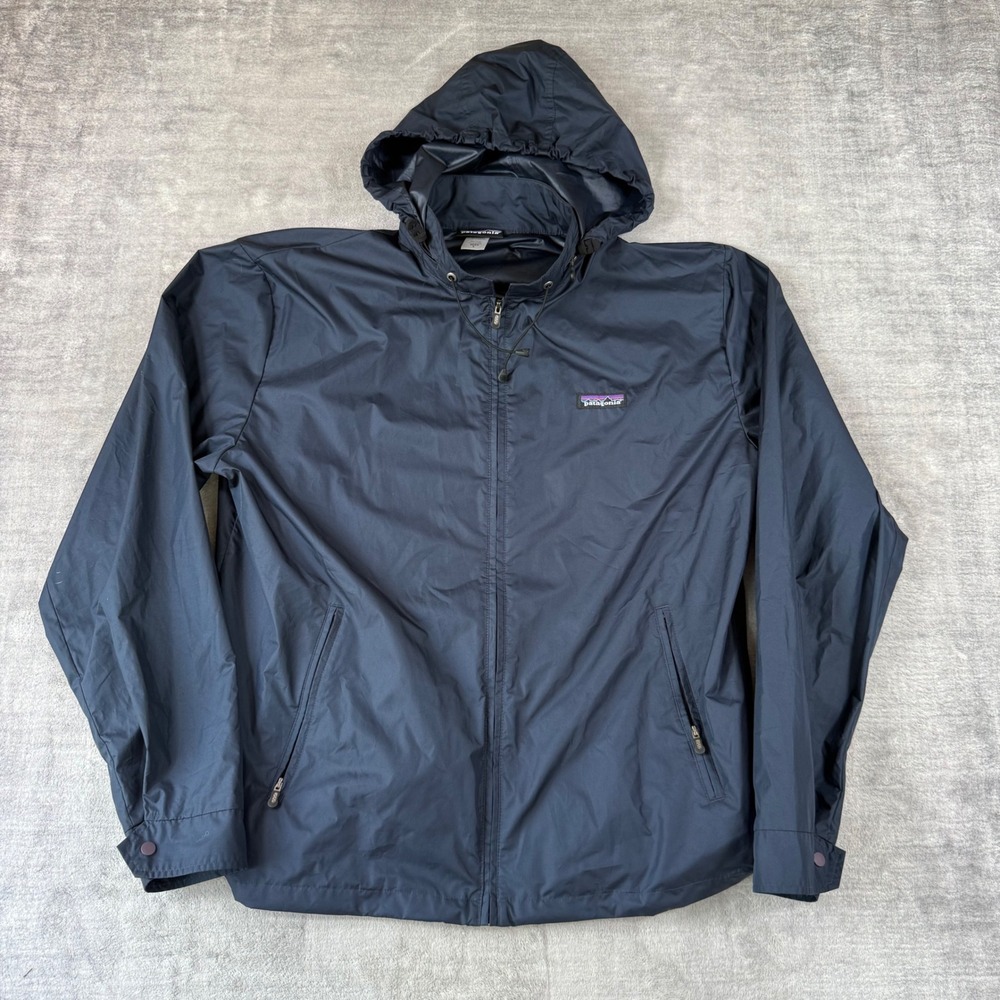 Patagonia Jacket Men Large Blue Windbreaker Hooded Full Zip Gorpcore Hiking